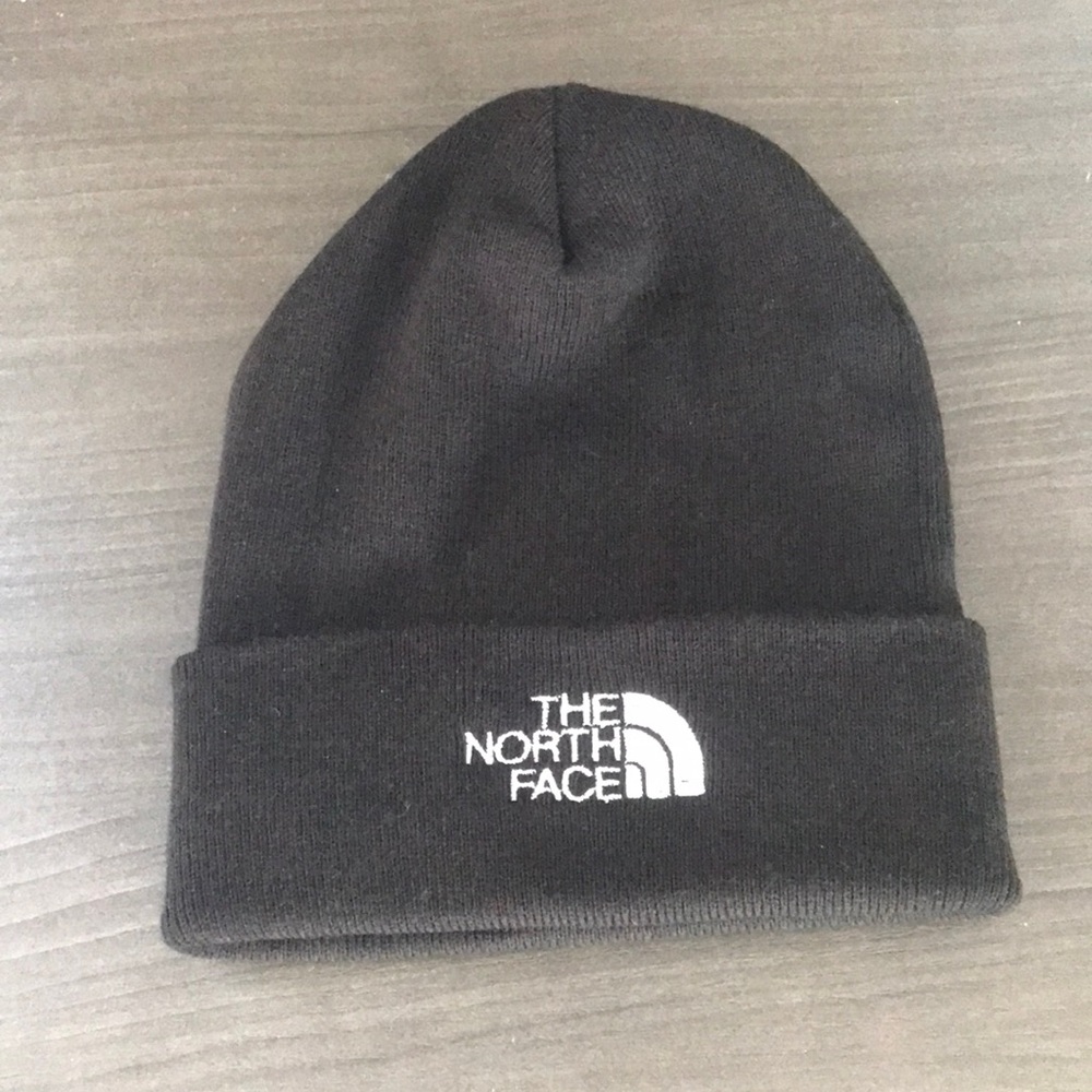 The North Face Black Beanie with White Logo